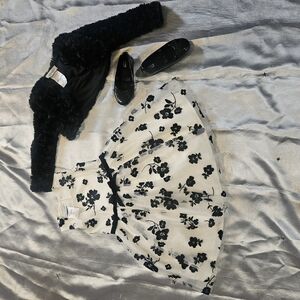 Bonnie Jean Black and White Floral Dress